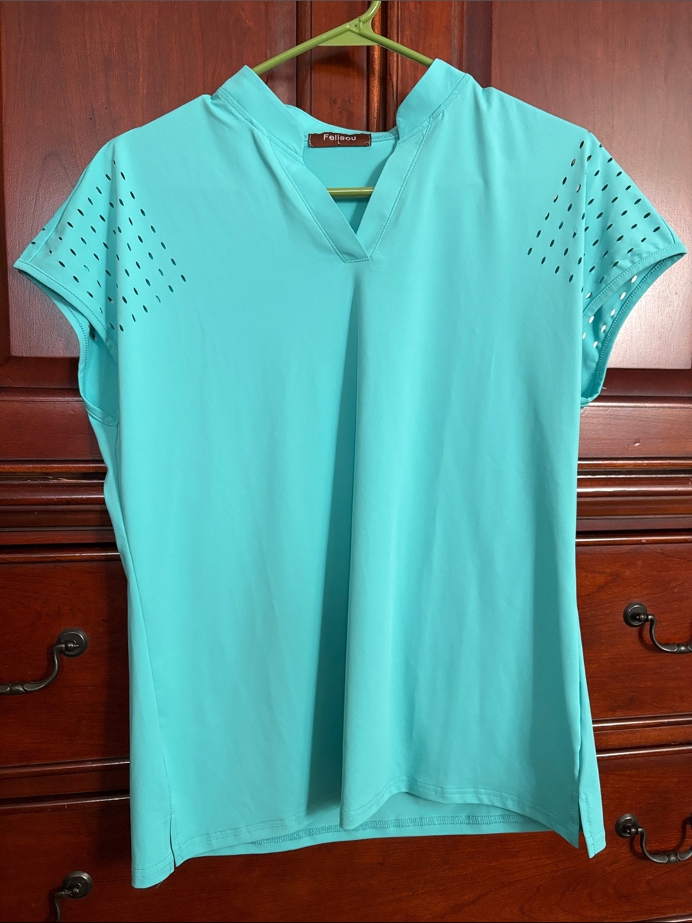 Aqua Short Sleeve V-Neck Tee
